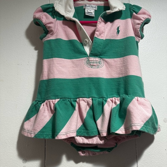 Ralph Lauren Other - Ralph Lauren Green and Pink Striped Bodysuit
